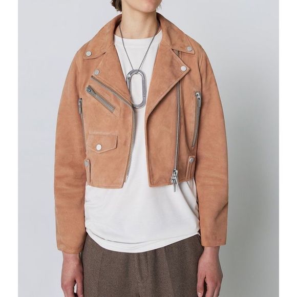 The Arrivals Jackets & Blazers - NWT The Arrivals Cropped 100% Suede Leather Moto Jacket sz Medium